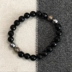 Black Stretch Beaded Bracelet - OS